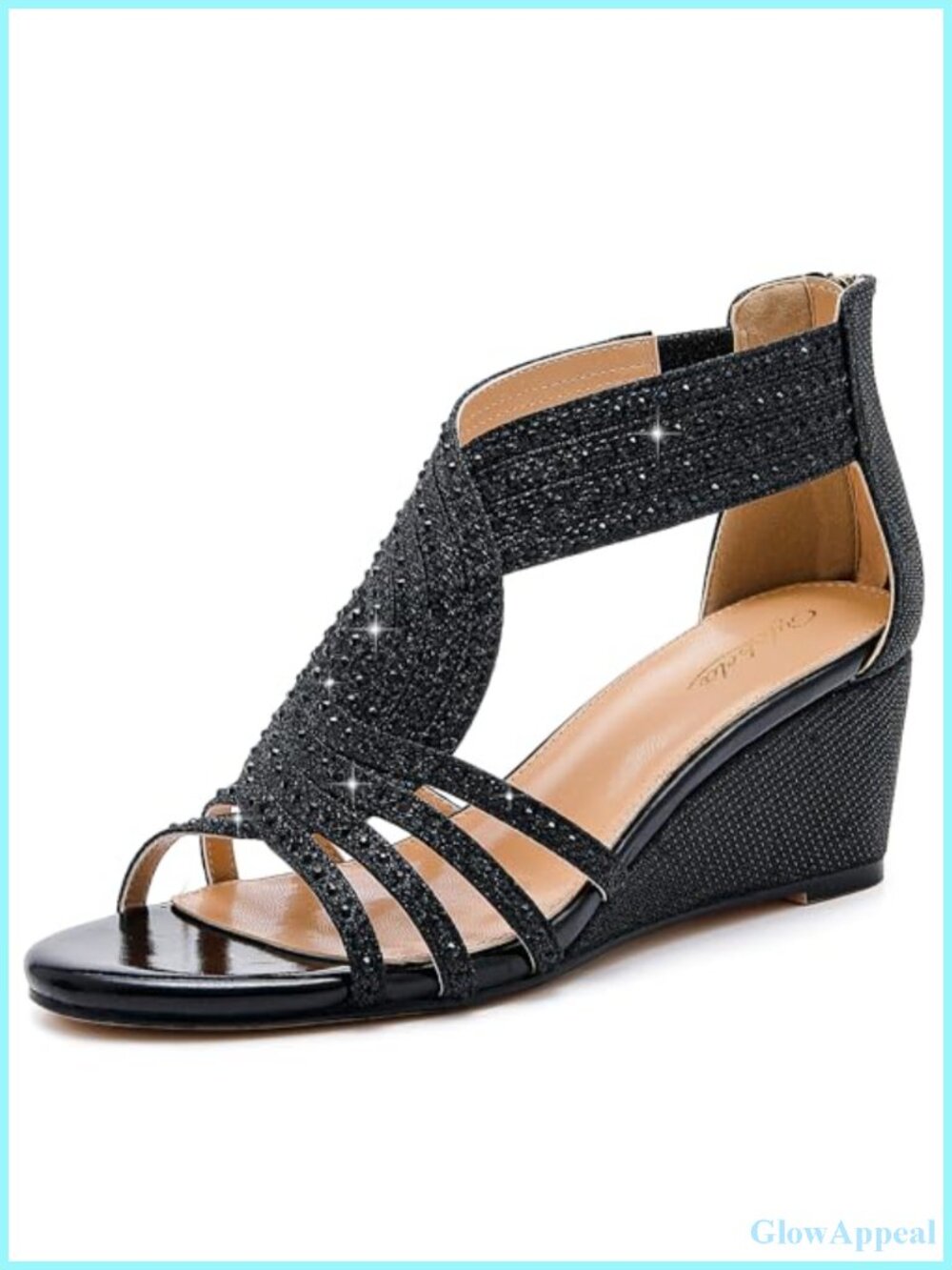Women Wedge Sandals Rhinestone Dressy Party Wedding Shoes